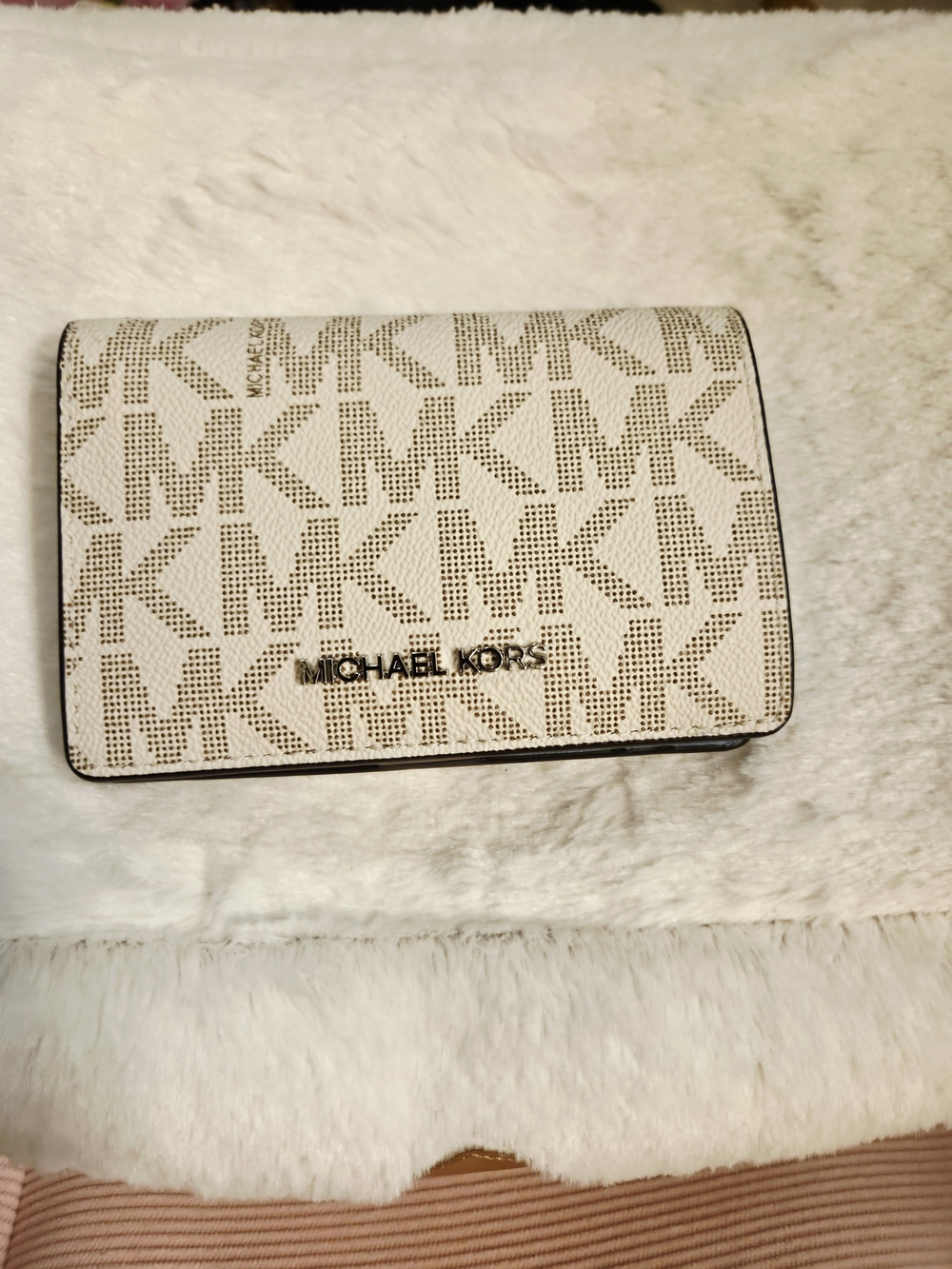Michael Kors Cream and Brown Signature Logo Wallet